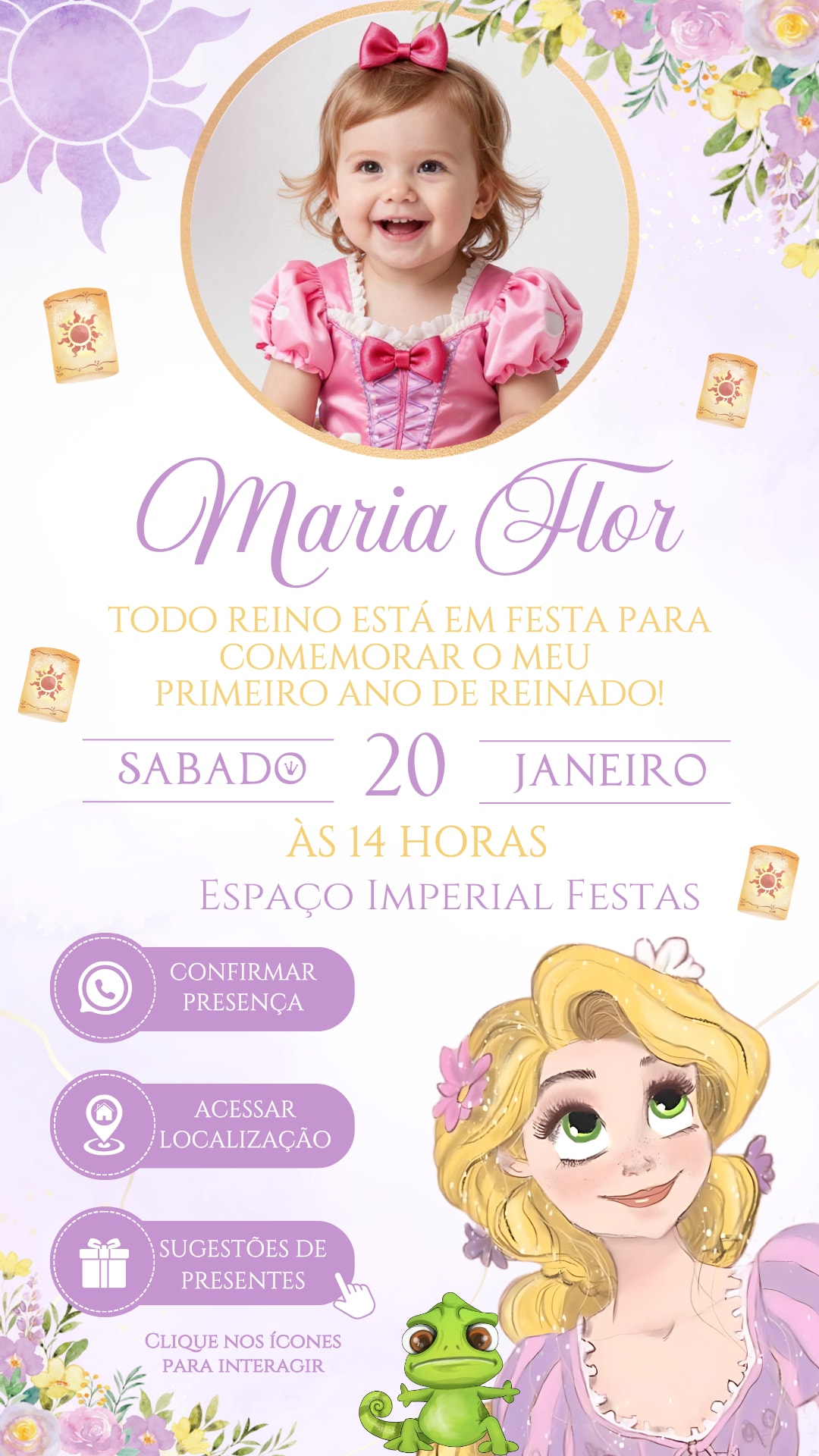 Convite Interativo - Rapunzel Aquarela — imagem principal